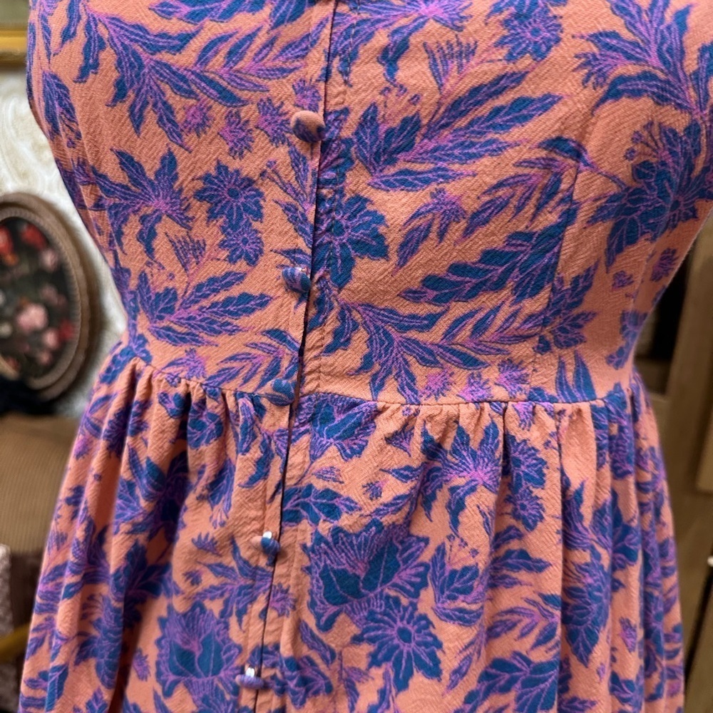 Floral Spaghetti Strap Dress - Pink and Blue - Picture 2 of 4